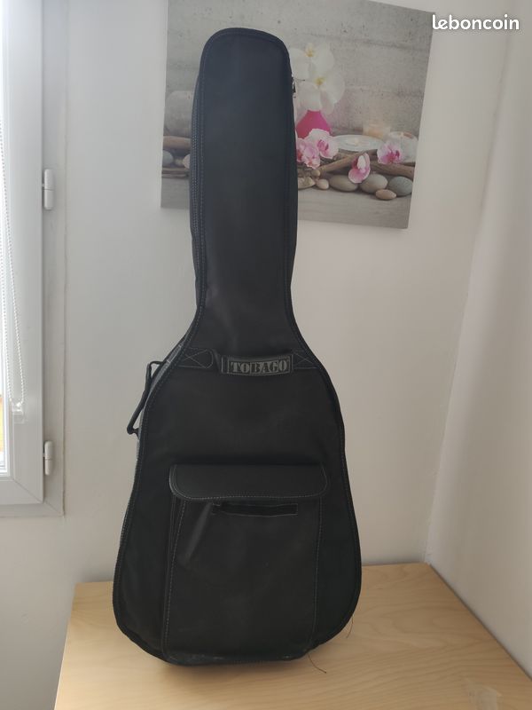Guitare folk Sherwood rouge laqué + housse Tobago + capodastre pince guitare + mediator (image 5)