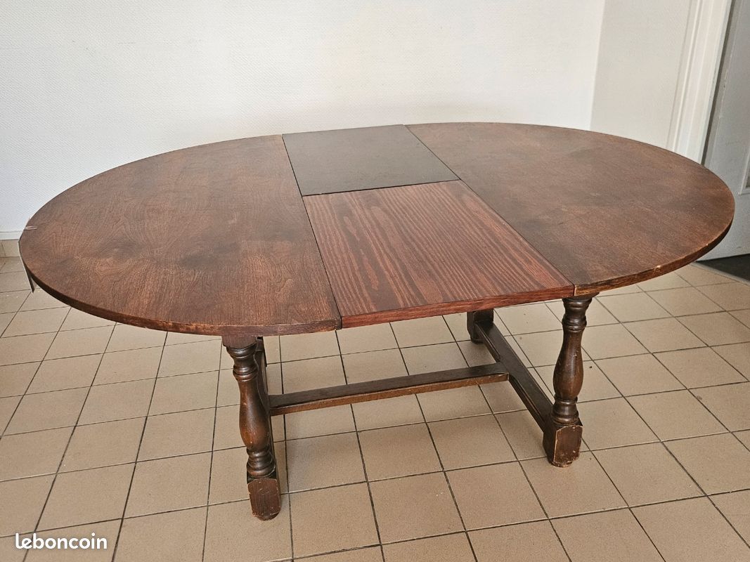 Table ronde ancienne avec rallonge (image 2)