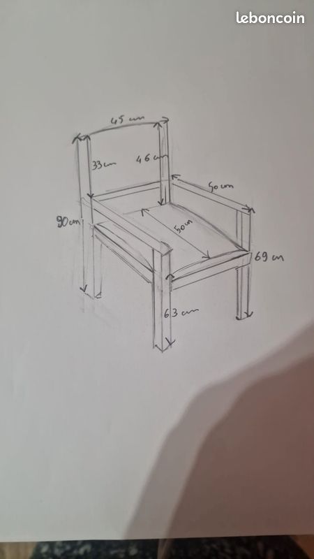 Chaise avec accoudoir/ fauteuil en bois massif (image 5)