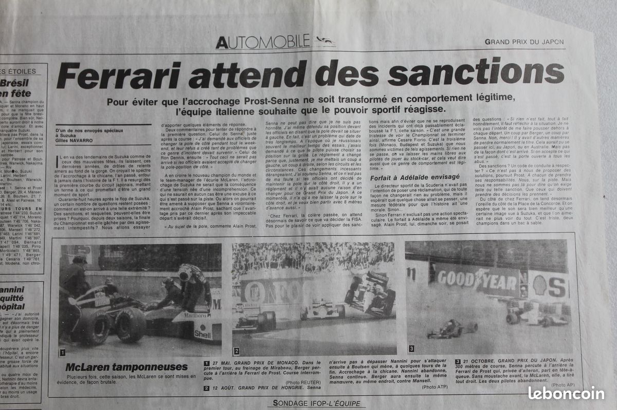 L'Equipe du 23/10/1990 - Ferrari - Alain Prost - Ayrton Senna - Les 50 ans de Pelé (image 10)