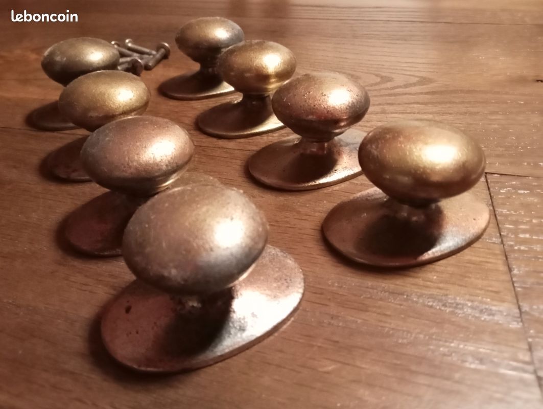Lot De 5 Boutons De Tiroir Bronze - Poignées Meuble Laiton - NEUF