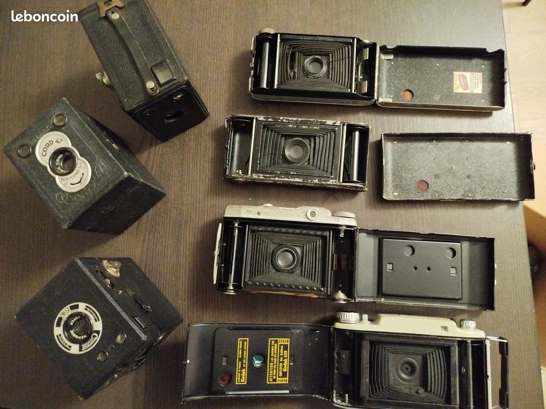 Appareil Photo Vintage Lot Lot De 3 Appareils Photos Anciens : Folding Kodak, Pontiac, Boyer Paris Topaz - Occasion Collection Appareils Anciens