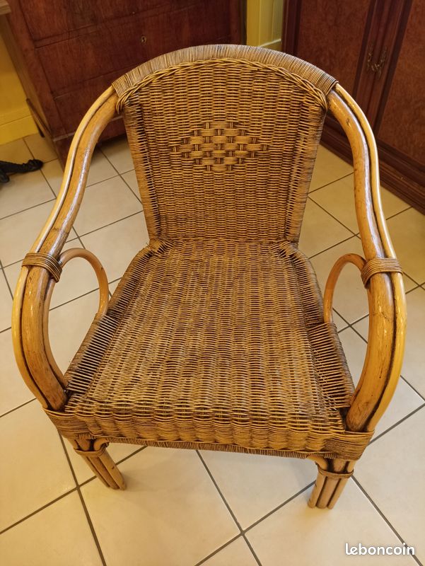Lot de 4 fauteuils en osier/rotin (image 2)