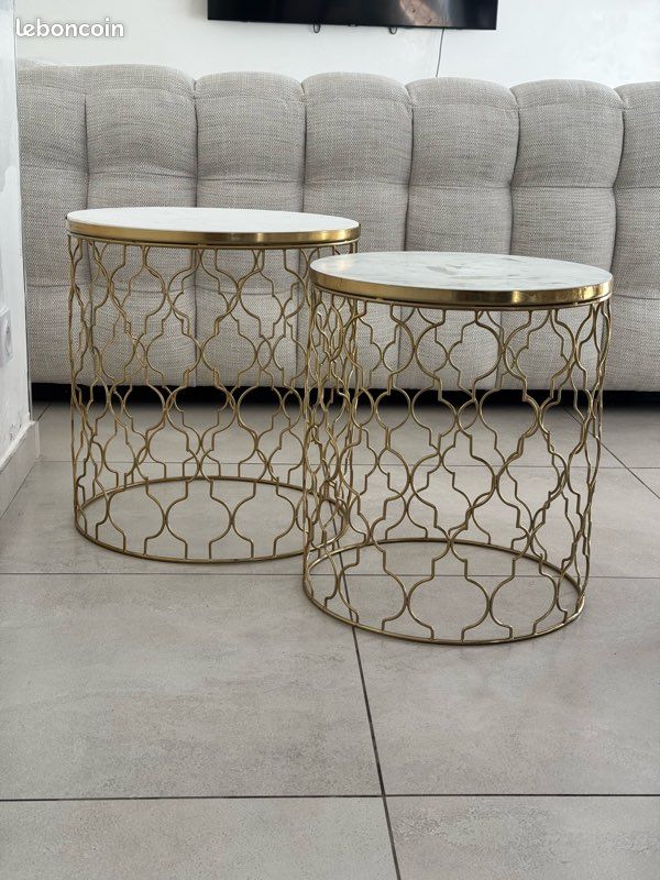 Table gigogne marbre laiton (image 4)