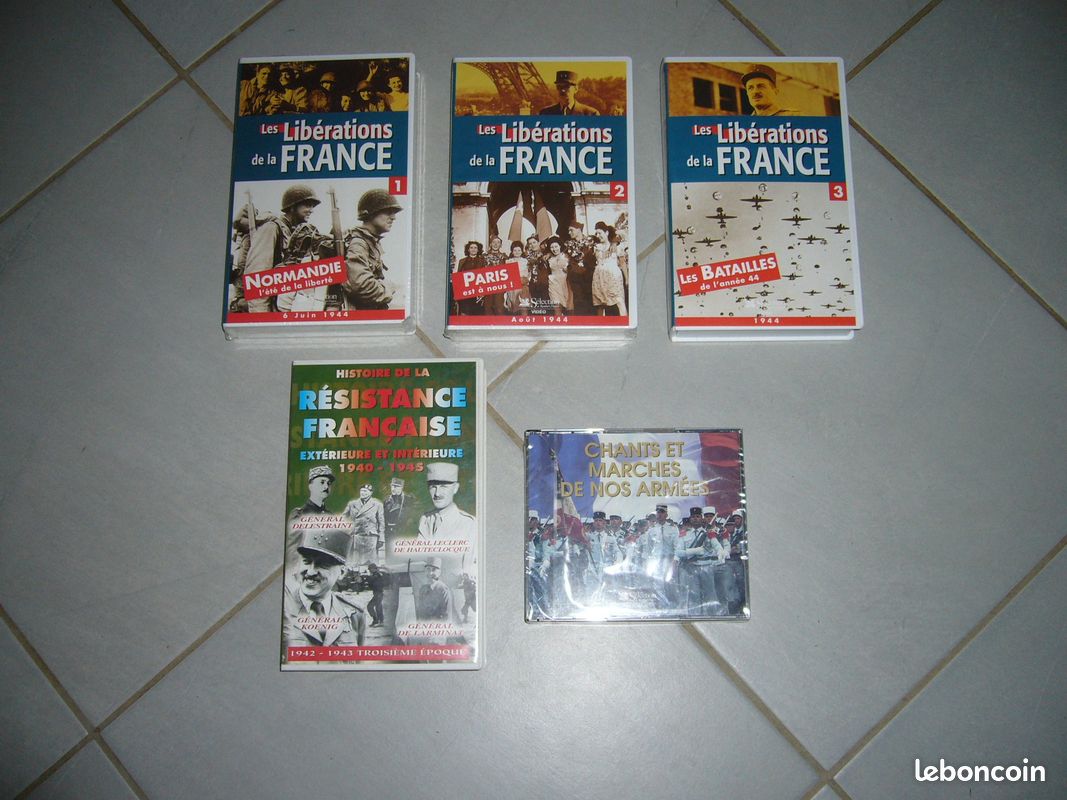 4 VHS LIBERATIONS FRANCE + 2 CD chants NEUF (image 1)
