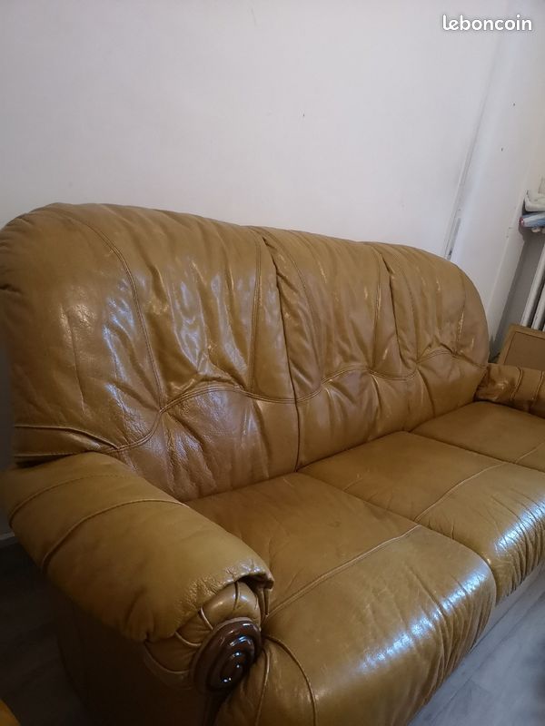 Canapé cuir convertible et fauteuil (image 2)