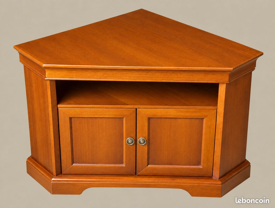 Meuble bas d'angle en merisier avec niche et 2 portes (image 3)