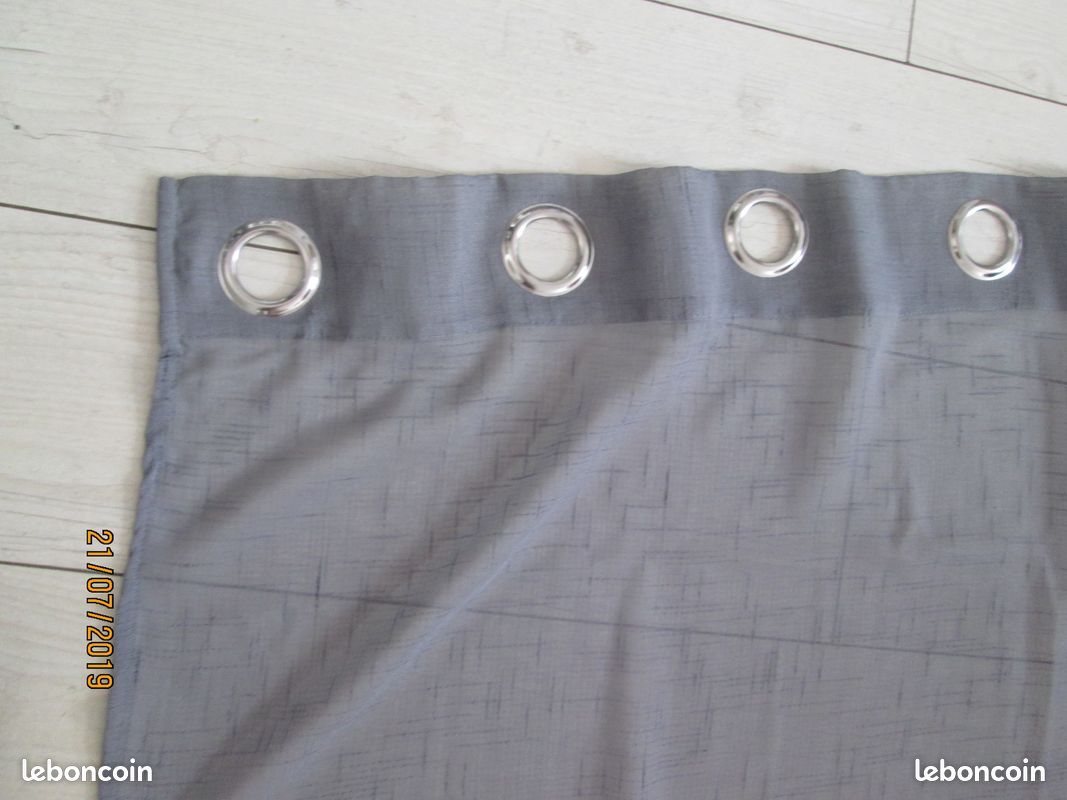 1 voilage gris avec oeillets métalliques 2m X 1,40m (image 2)