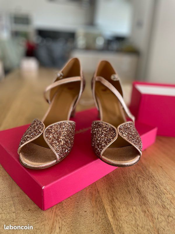 Bobbies Holly chaussures mariée paillettes roses Chaussures