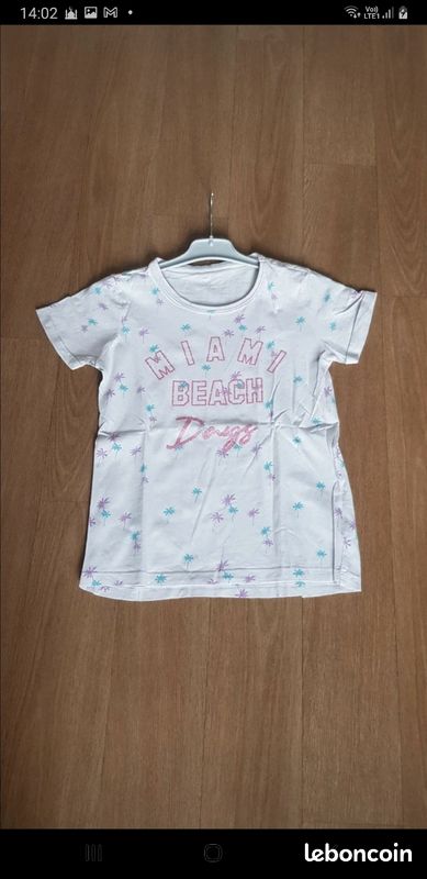 T-shirt Basique Primark Fille - Blanc Géométrique, Coton, Taille 3-4 Ans, Col Rond