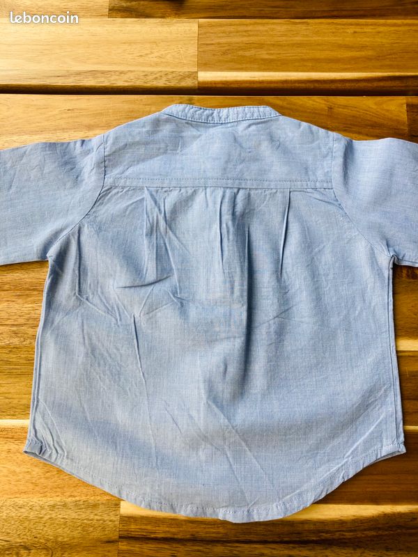 Chemise Gocco manches longues bleu chiné 3/6 mois (image 2)