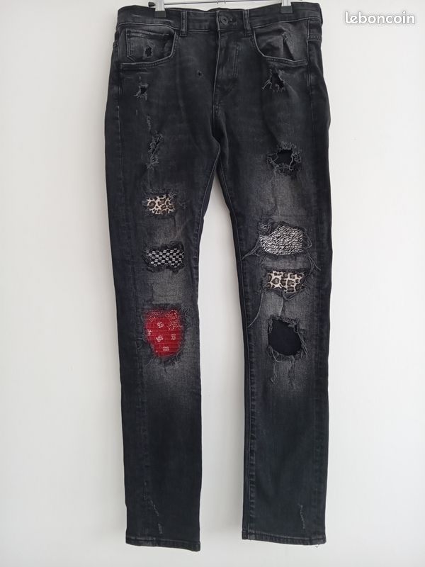 Jeans Homme Jeans Avec Des Trous Jeans Avec Trous Et Franges En