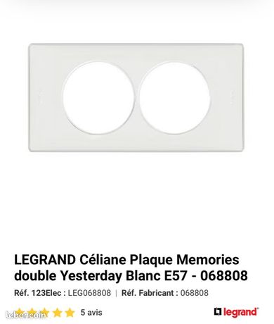 LEGRAND CELIANE PLAQUE TAUPE 2 POSTES ENTRAXE 57mm + SUPPORT
