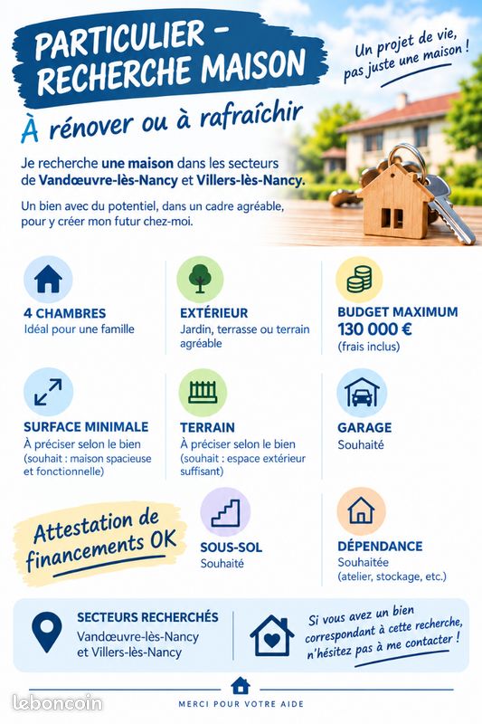 Maison 4 pièces 80 m² · à Vandoeuvre-lès-Nancy · 80 m² · 130 000 €