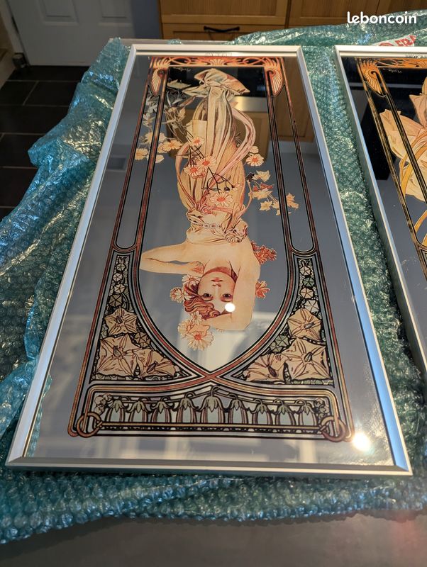 Miroir Mural Art Nouveau Mucha – L'Éclat Du Jour – 51x20 Cm – Occasion