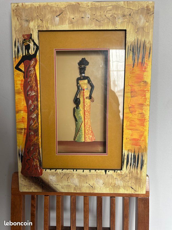Tableau Décoratif - Cadre Africain - Thème Afrique - Bois Noir