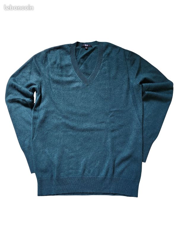 Pull cachemire homme Uniqlo vert sapin col V taille L Vêtements - Main Image