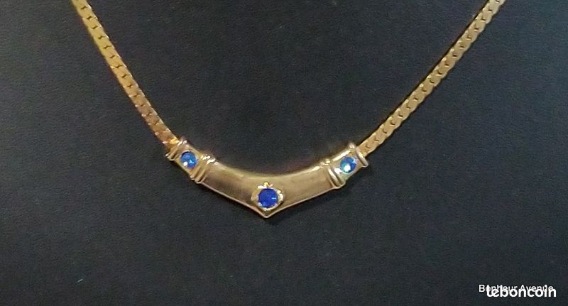 Collier Vintage Pierre Cardin - Plaqué Or - Bleu Royal - État Impeccable - Occasion