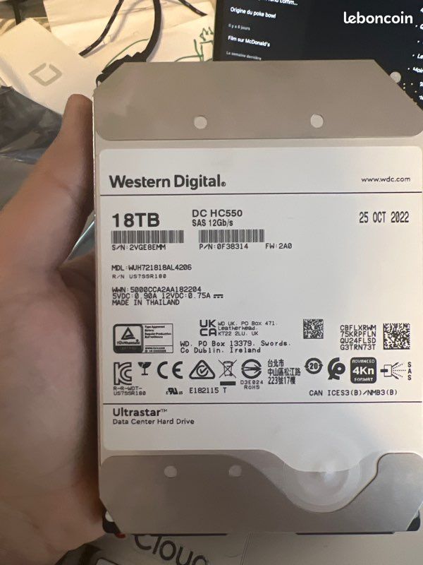 Disque dur SAS WESTERN DIGITAL 18 TB NEUF (image 1)