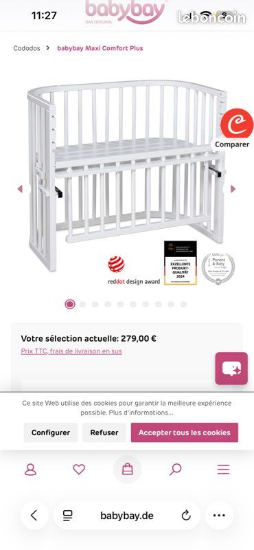 Tour De Lit En Maille Babybay – Compatible Maxi, Boxspring, Comfort & Plus, Blanc Étoiles Scintillantes Argentées, Respirant Et Doux Pour Nouveau-né