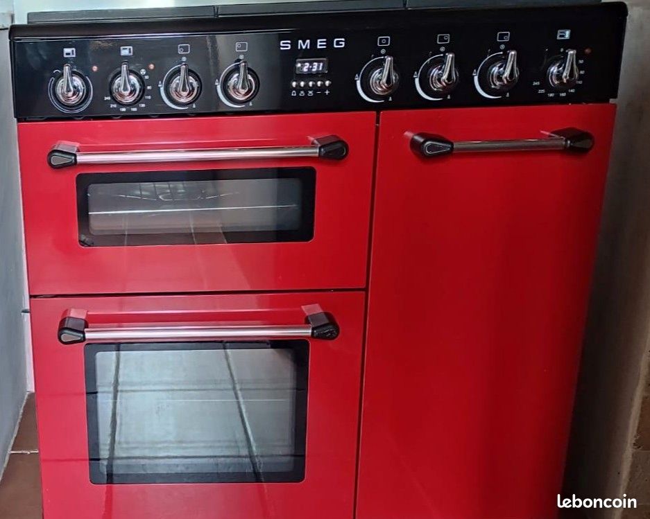 Piano de cuisson SMEG 90 cm – Rouge – 5 feux gaz – Double four chaleur tournante + gril (image 5)