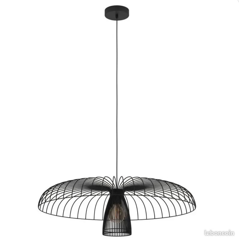 Suspension luminaire champignon acier noir (image 1)