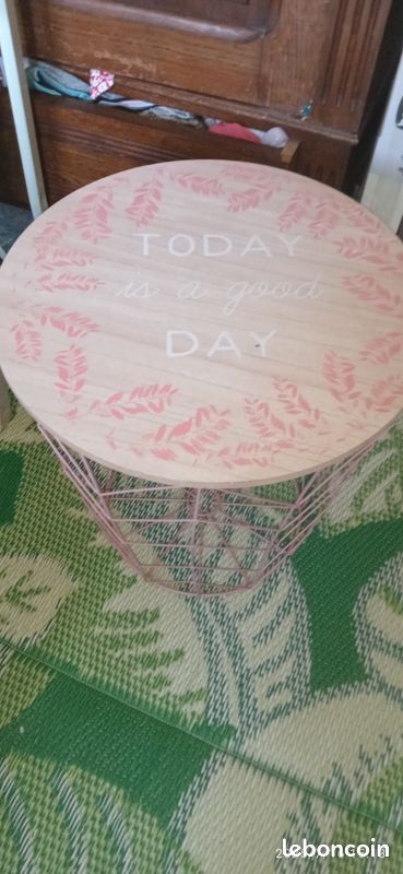 Petite TABLE bois/métal avec espace de rangement 🌺dessous (image 1)