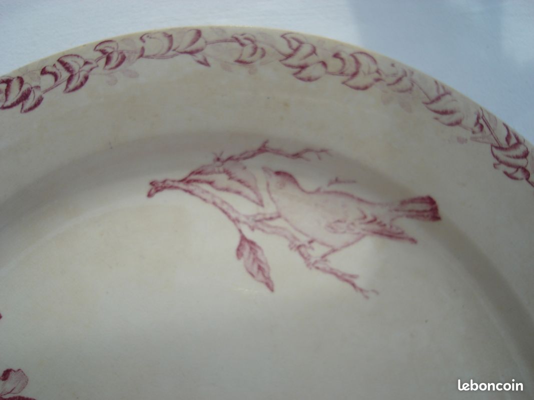 Ancien plat de service Terre de fer Onnaing- modèle Fleurs jetées (image 5)