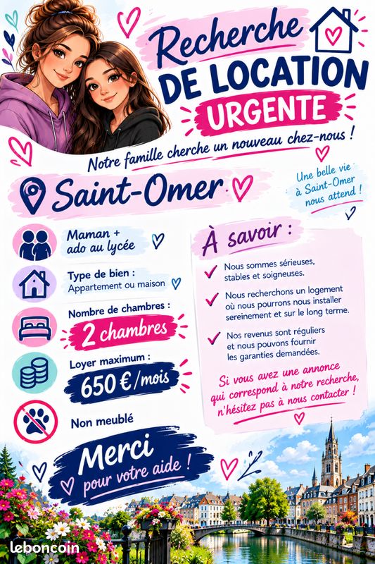 Appartement 3 pièces 60 m² · à Saint-Omer · 60 m² · 650 €/mois