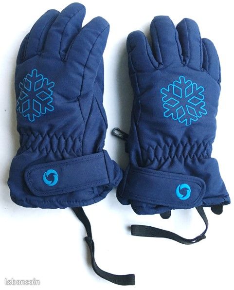 Gants de ski pour enfant, 4 ans, brodé flocon, fourré, Etirel, état NEUF (image 1)