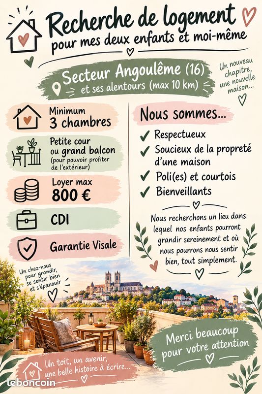 Appartement 4 pièces 70 m² · à Angoulême · 70 m² · 850 €/mois