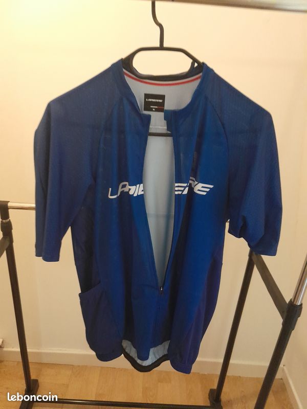Maillot vélo vintage b'Twin Française des jeux Lapierre UCI Le bleuet