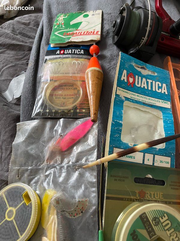 3 KG LOT Peche Ancien Panier Hamecon Flotteur Ligne Mouche