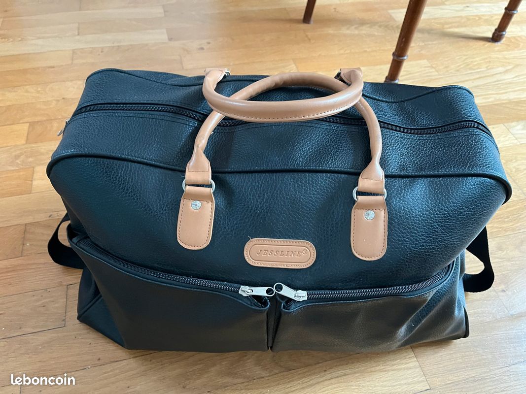 Sac de voyage simili cuir noir (image 1)