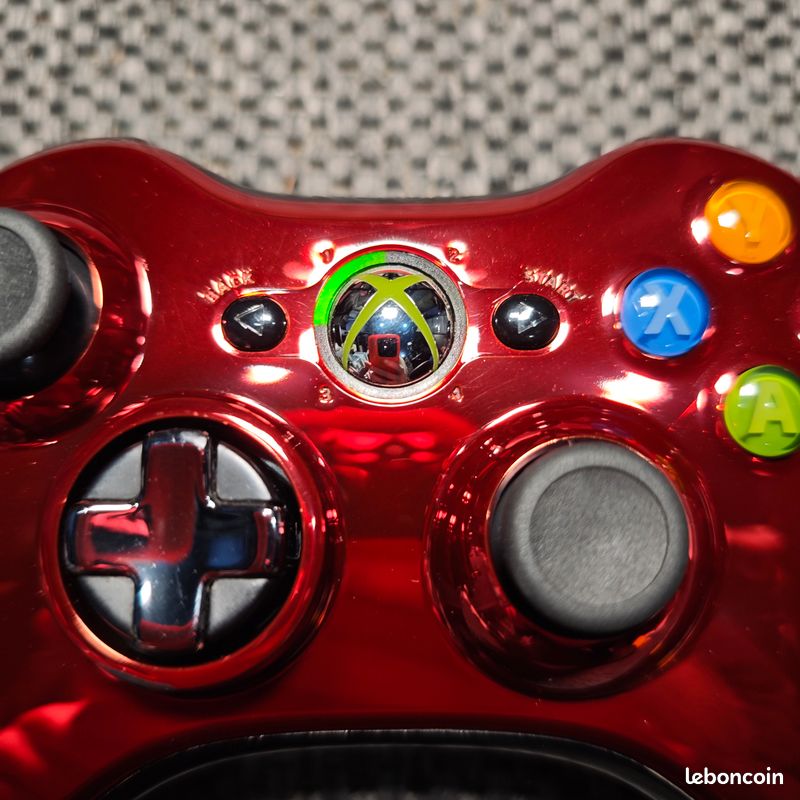 Manette Xbox 360 Officielle Microsoft – Édition Chrome Bordeaux – Occasion
