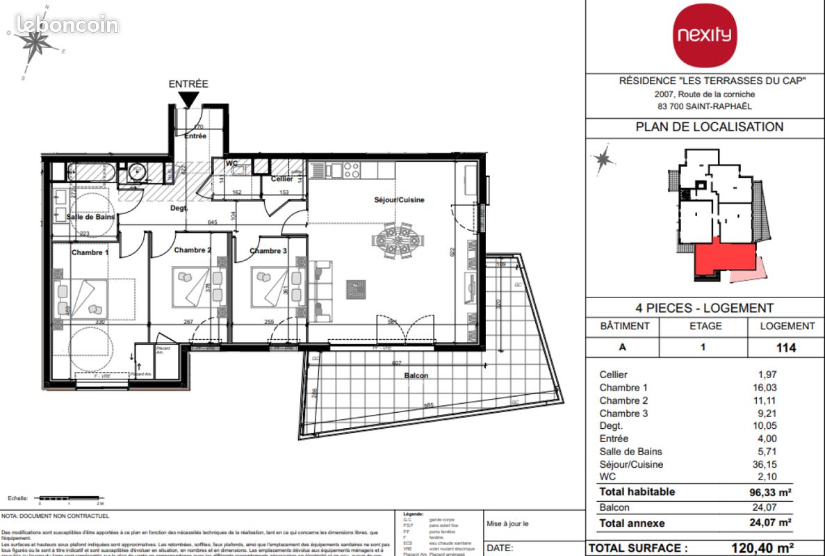 Appartement 4 pièces 96 m² · à Saint-Raphaël · 96 m² · 1 482 €