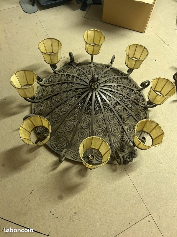 Pairelustre ancien en fer forgé des année 1900 (image 3)