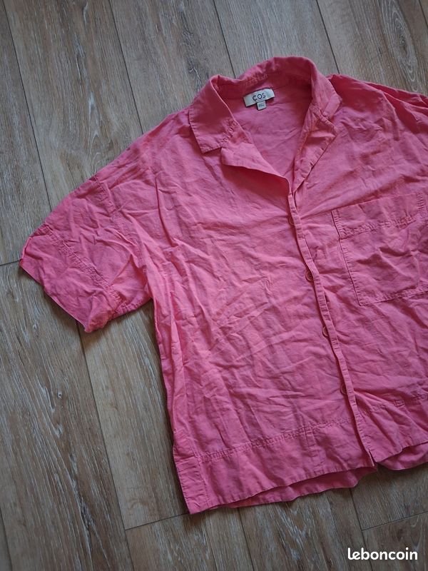 Chemisette femme COS rose en lin et coton Manches courtes Taille M (image 4)
