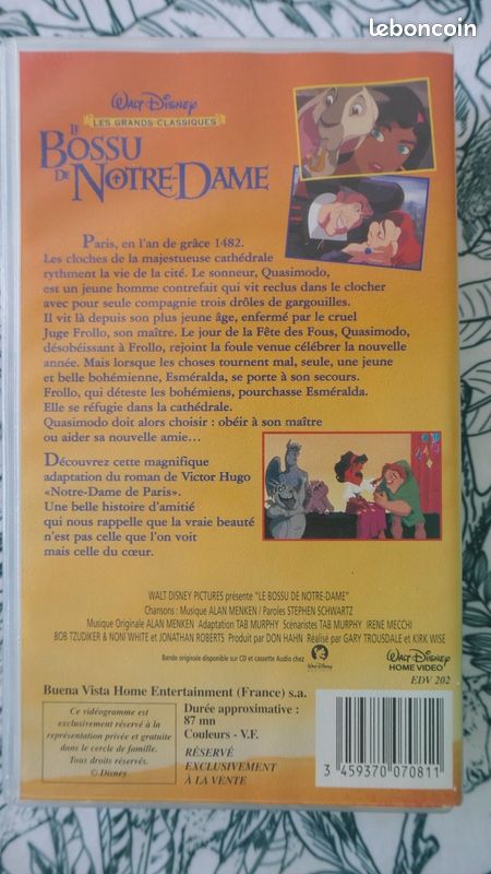 K7 VHS - Disney LE BOSSU DE NOTRE-DAME (image 4)