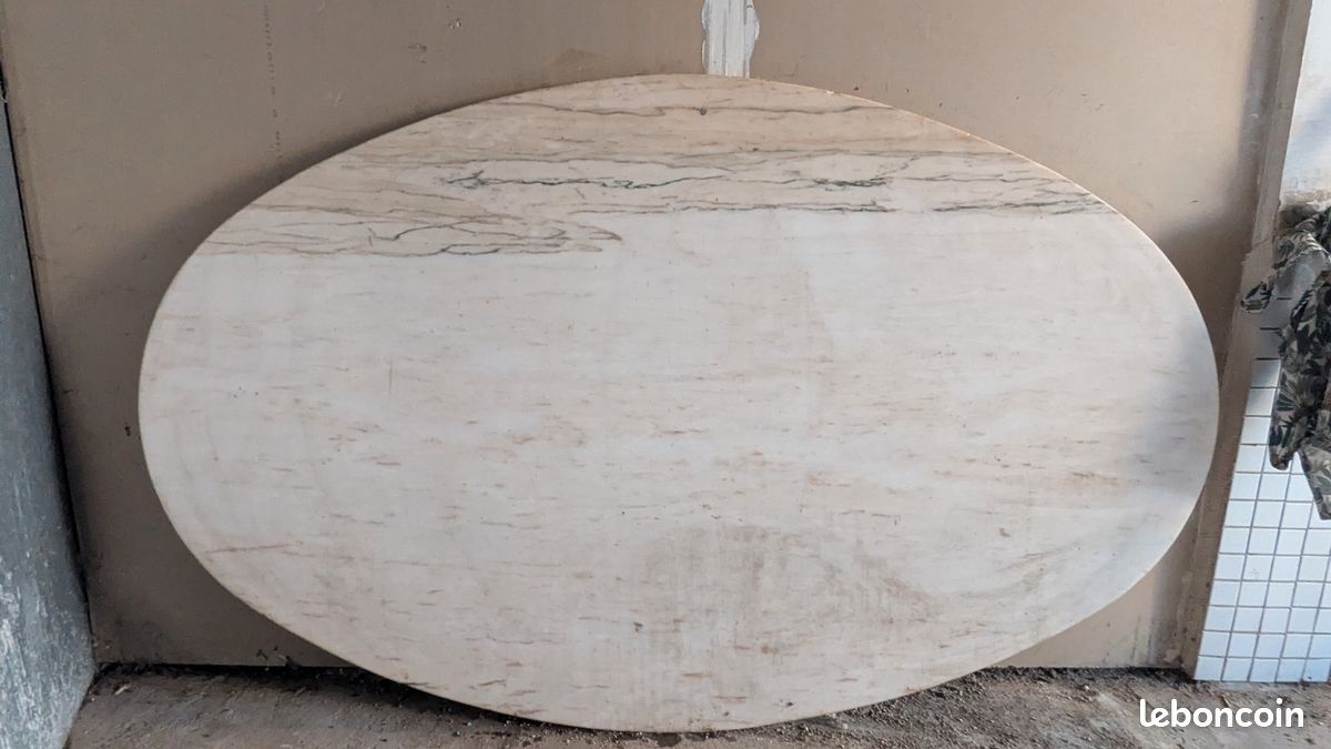 Plateau Ovale Table Marbre Rose du Portugal (image 1)