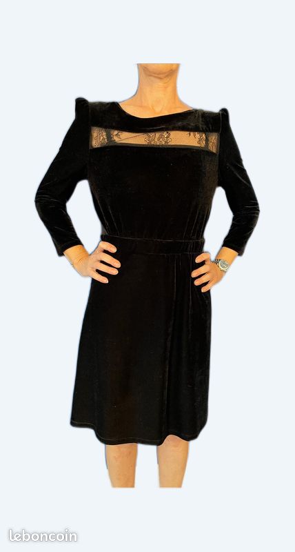Robe Noire Maje Taille 34 - Modèle Petite, Occasion Très Bon état, Idéale Soirée/cocktail