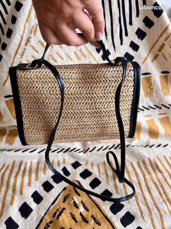 ☀️ Sac à main bandoulière & pochette 2 en 1 en paille & cuir noir pour un style bobo chic cet été (image 15)