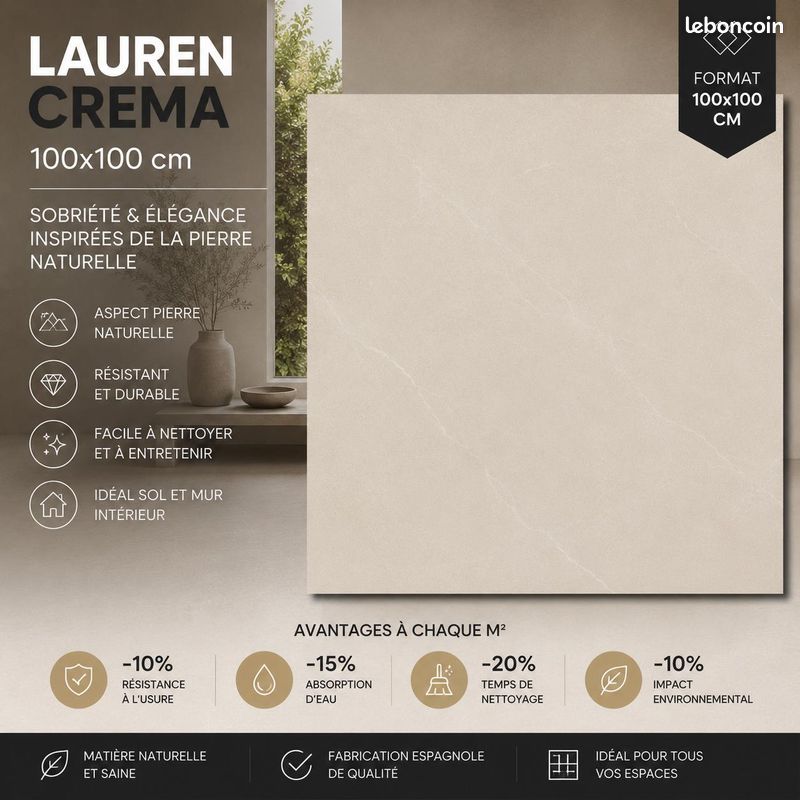 Carrelage 100x100 grand format rectifié (image 3)