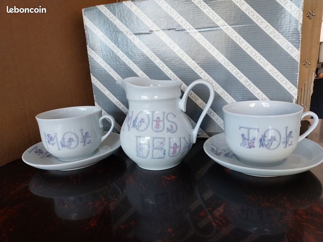 Lot De 2 Tasses Et 2 Soucoupes GIEN Sologne – Motif Canard – Neuf Sous Scellé, Rare