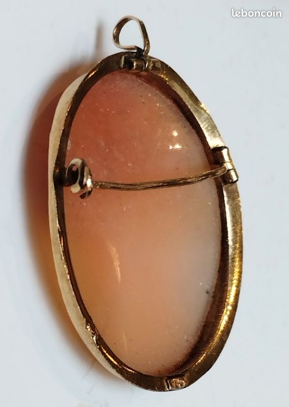 Pendentif broche or camée coquillage (image 4)