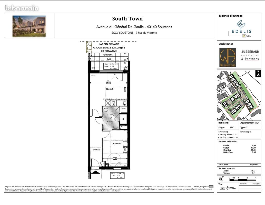 Appartement 2 pièces 43 m² - Soustons 40140 (image principale 3)