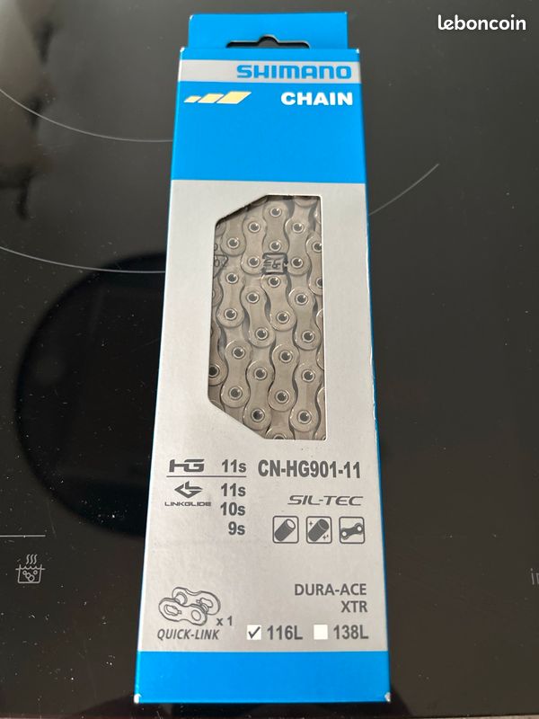 Chaîne Shimano XTR Dura Ace CN-7701 – 114 Maillons, 9 Vitesses (NOS, Boîte)