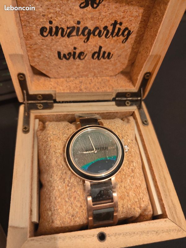 Montre Holzkern bois et plume de pan bracelet Montres Bijoux