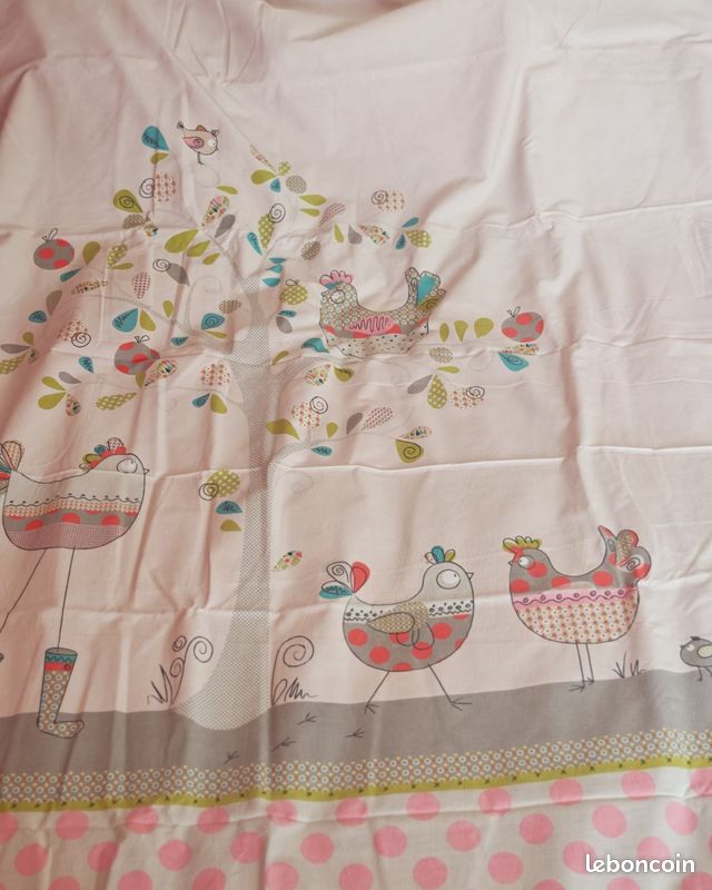 Drap enfant, housse de couette arbre poule (image 1)