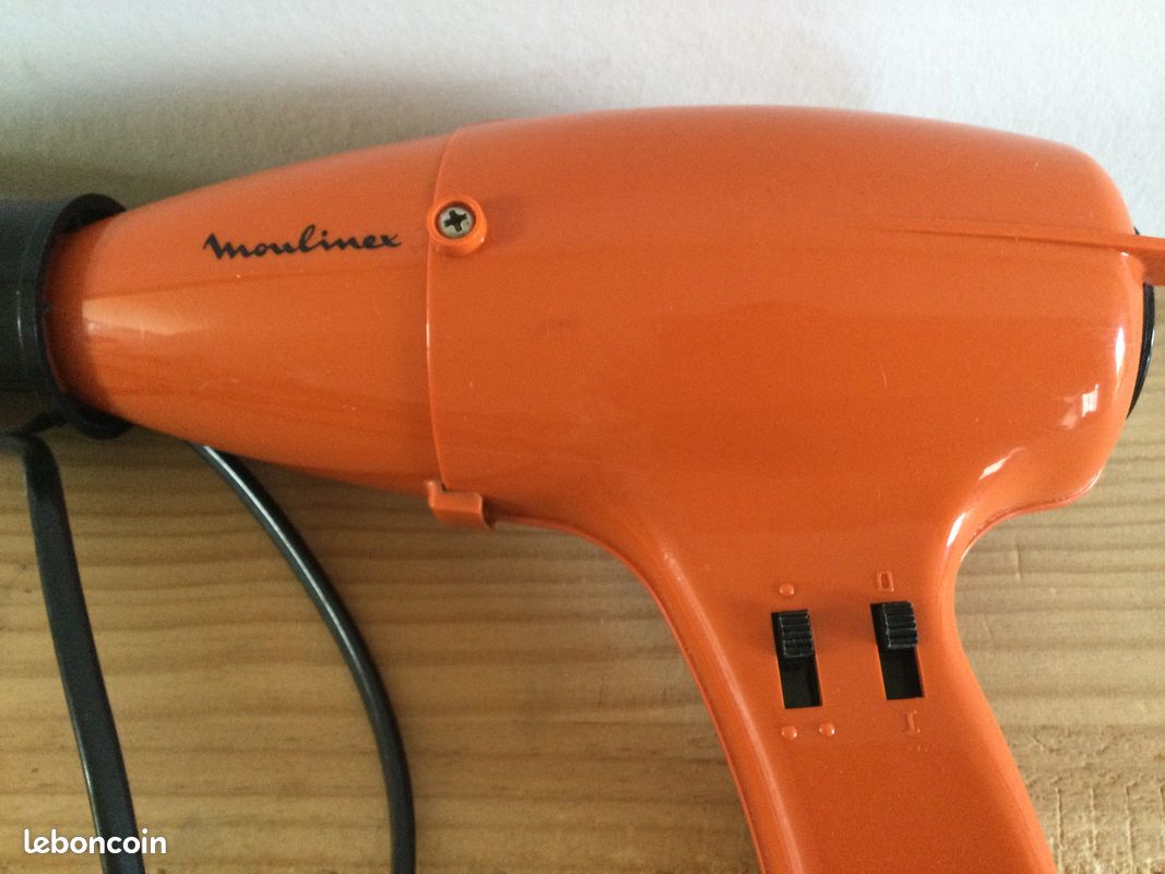 Sèche-cheveux Moulinex Orange Vintage Années 70 - Modèle 162 - Occasion